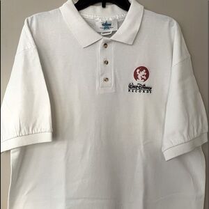WALT DISNEY Mens XL White Disney Records‎ Promotional Short Sleeve Polo RARE
